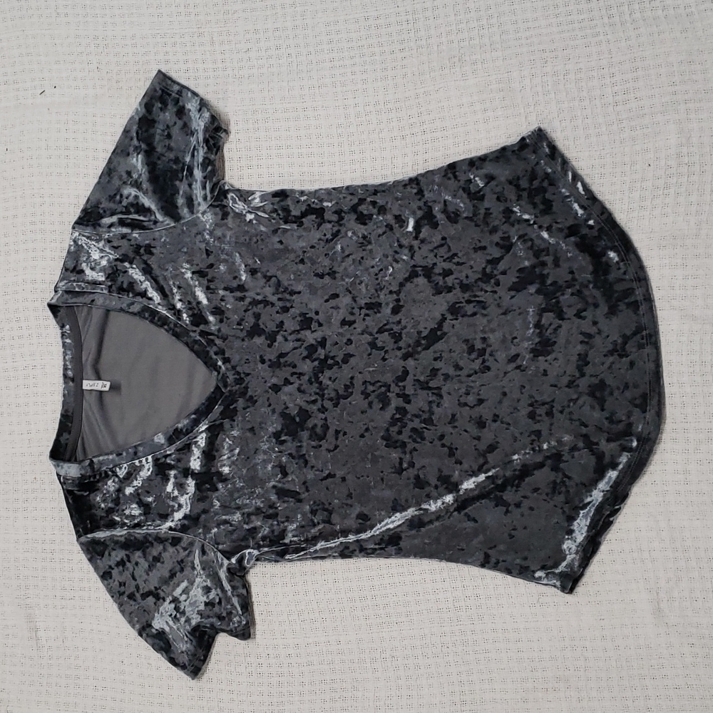 Gray Crushed Velvet Tshirt